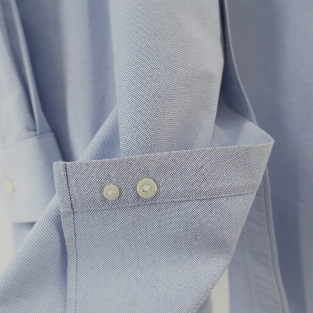 L.L. Bean Button Down Mens 18-33 Blue Wrinkle Resistant Oxford Long Sleeve Shirt - Picture 6 of 8